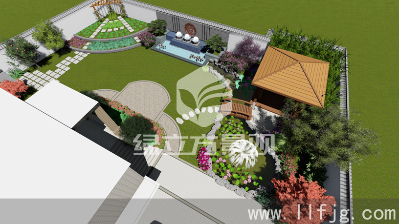 庭院设计，吴江自建别墅花园设计案例效果图，吴江花园设计，吴江庭院设计，吴江自家花园设计，吴江自建别墅设计，吴江别墅景观设计，吴江花园养护 